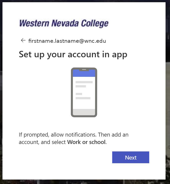 Set up your account in app.